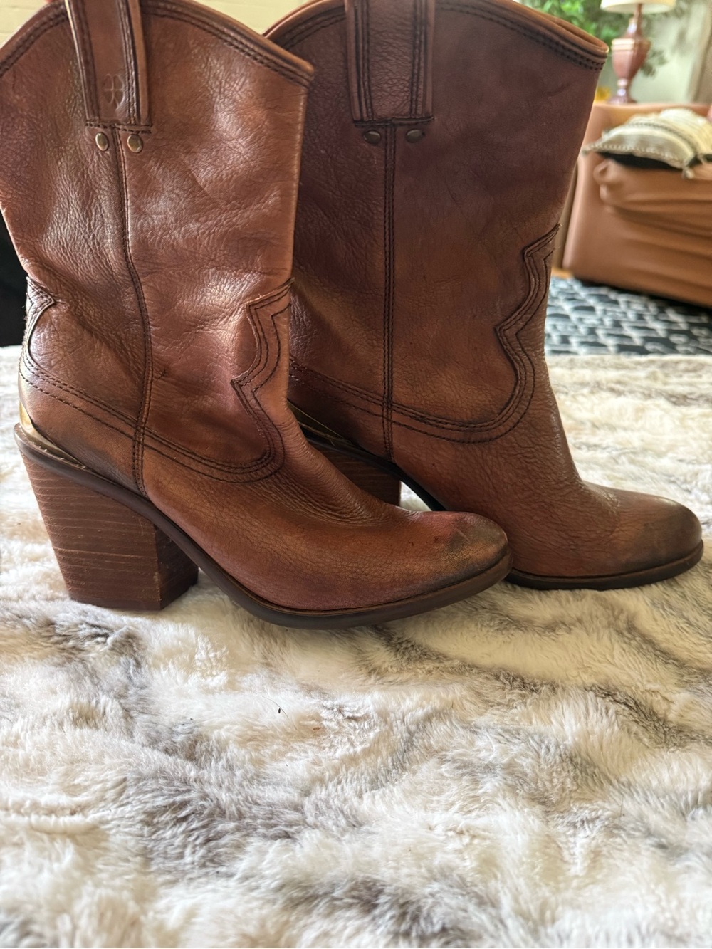 Lucky Brand Women’s Brown Leather Cowgirl Western Boots 7.5